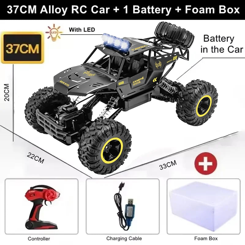 EZ 1:12/16 RC Car Remote Control Car Off Road Truck Metal Shell LED Headlights Offroad Monster 4WD All Terrain RC Truck Toy for Kid