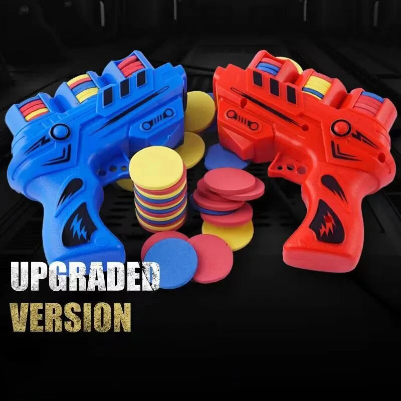 EZ Children Fun Toys Flying Saucer Guns Ejection Flying Disc 100 EVA Soft Bullets Toy Gun Kids Outdoor Games Interactive Sport Toys