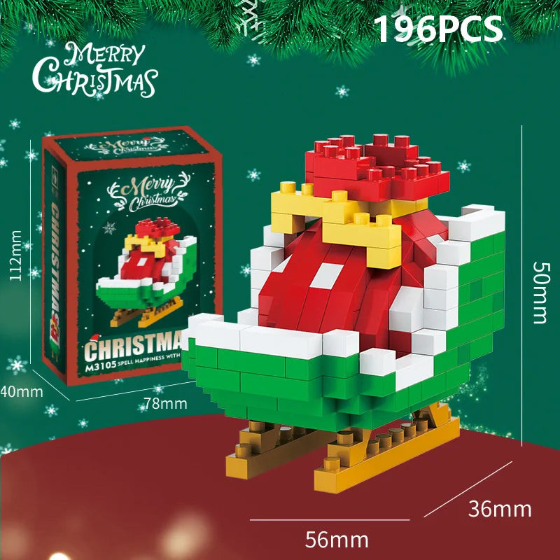 EZ Christmas Gifts Micro Building Block DIY Domino Game Santa Claus Reindeer Holiday Puzzle Assembling Bricks Table Decoration Toys