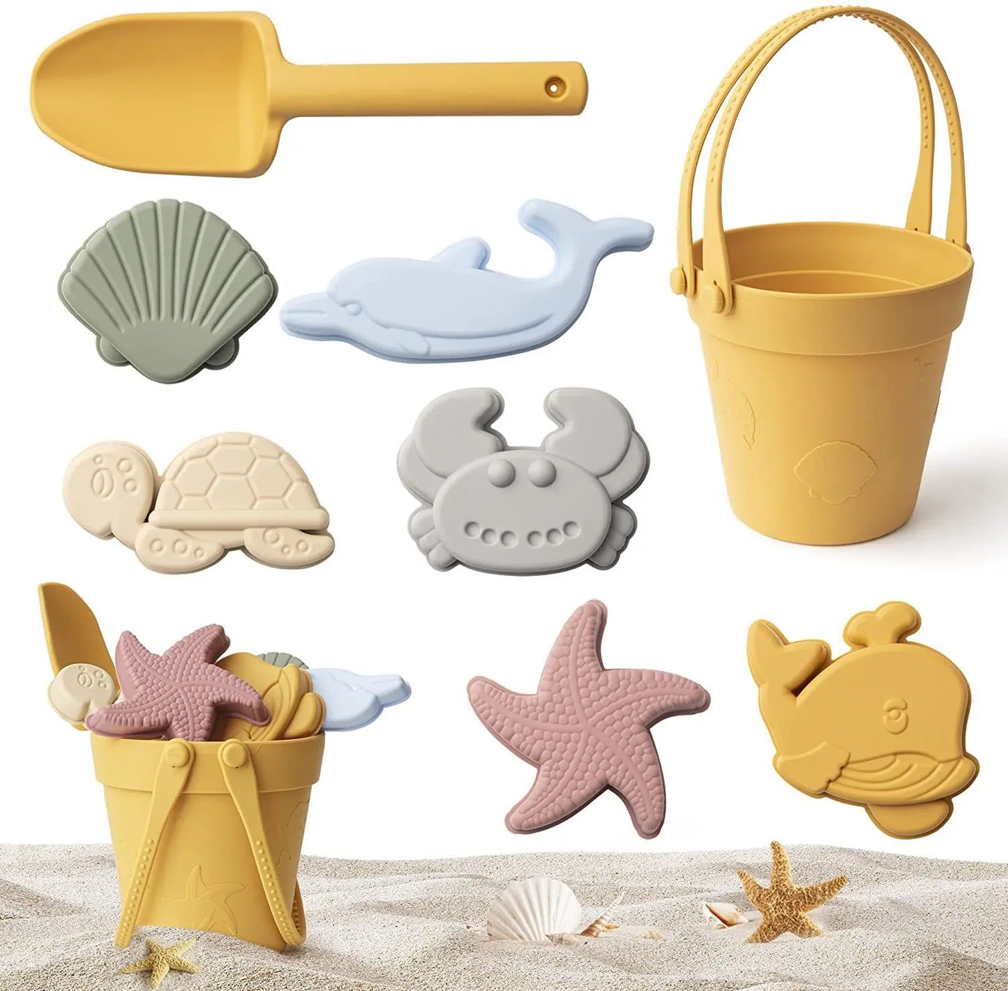 EZ Children Silicone Beach Toy Shovel Ocean Outdoor Parent-child Beach Portable Beach Bucket Durable Sand Digging And Storage Tool