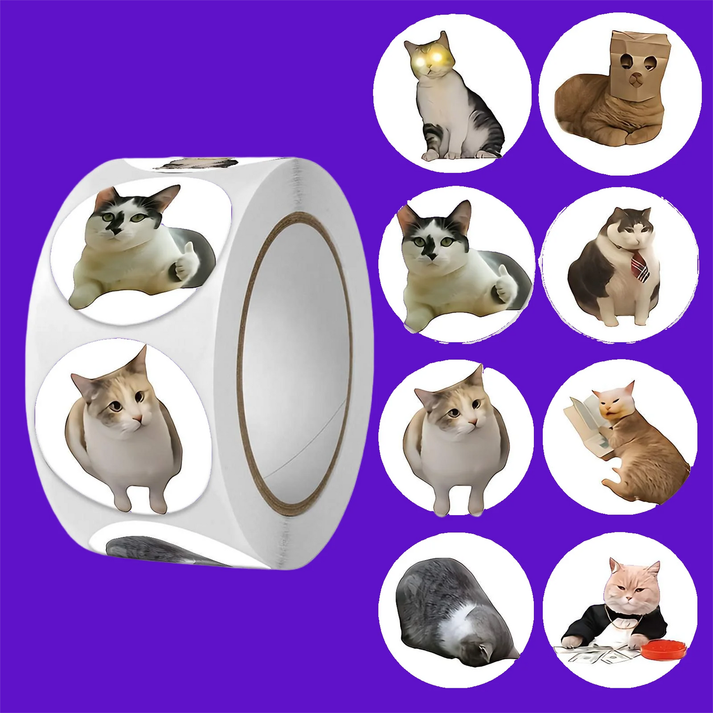 EZ 100pcs/500pcs Cartoon Meme Cat Stickers For School Reward Stickers Classroom Decor Encouragement Sticker For Student Teacher