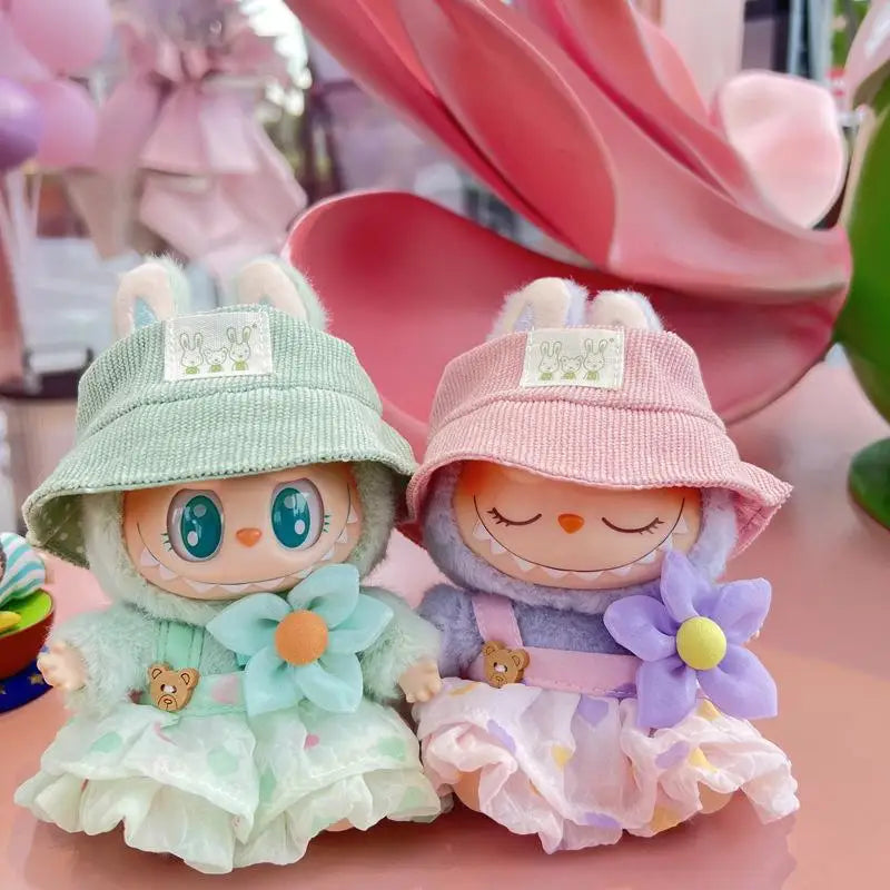 EZ 17cm Cute Mini Plush Doll'S Clothes Outfit Accessories For Labubu II Idol Dolls Flower fairy wedding dress Clothing DIY Kid Gift