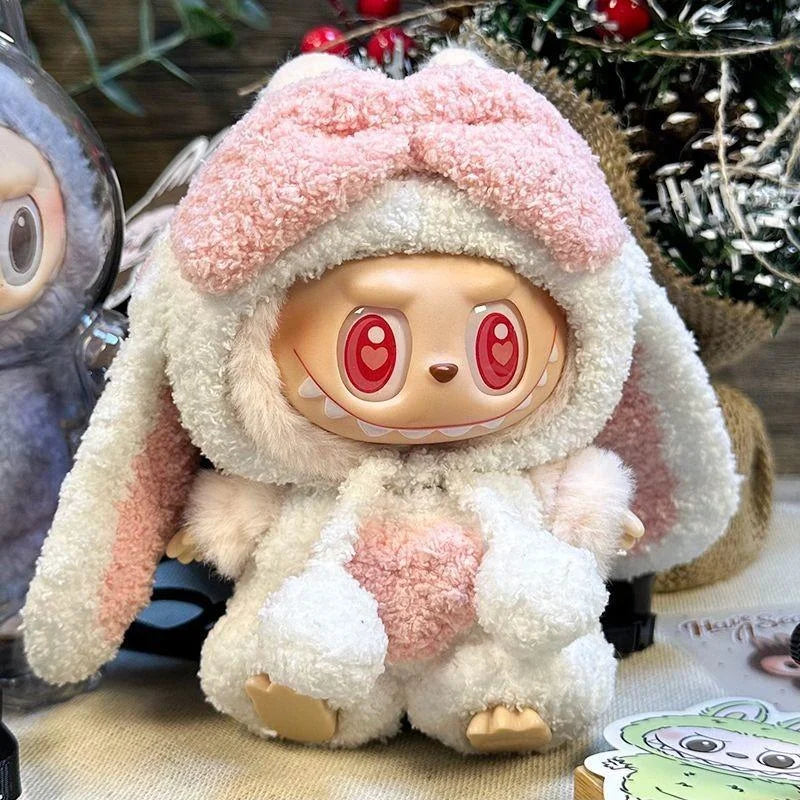 EZ 17cm Mini Plush Doll'S Clothes Outfit Accessories For Korea Kpop Exo Labubu Idol V1 V2 cartoon bear hat button bow Clothing Gift