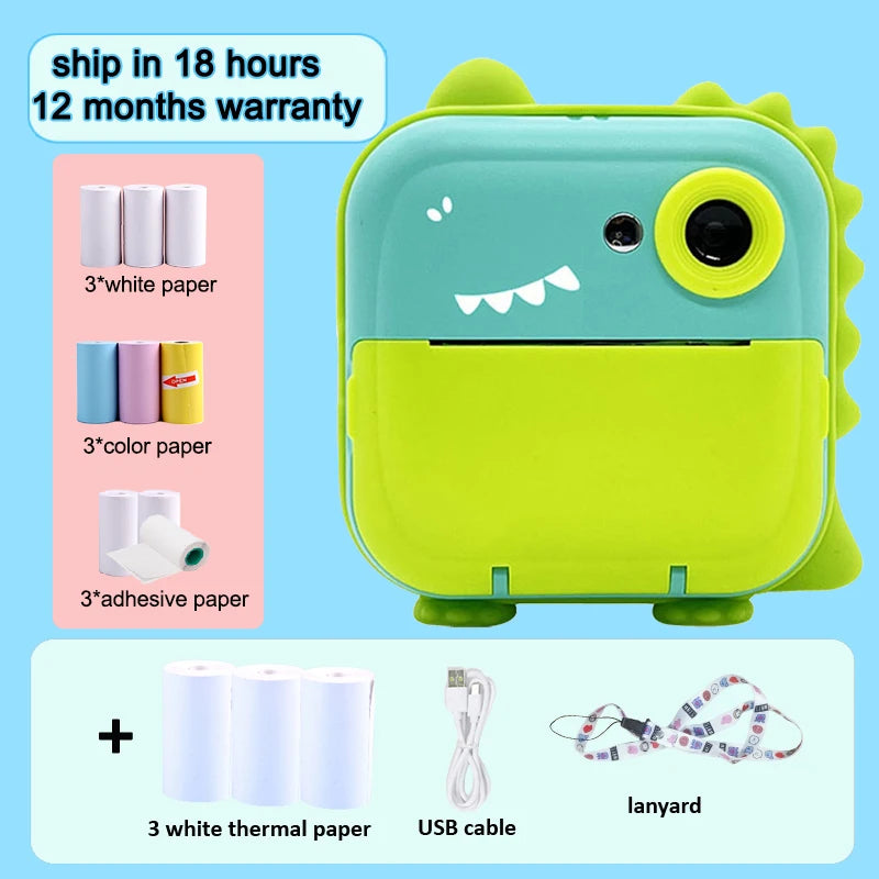 EZ Kdis Camera Instant Print Toy Photo Label Thermal Printing Photograph Video Digital Camera Print Toys for Boys Girls Gifts
