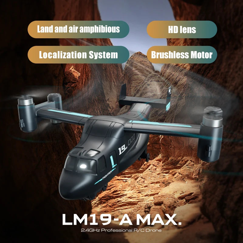 EZ JIKEFUN LM19 Max RC UAV Osprey Helicopter with Camera 4K HD Fly Around Remote Control Drone Brushless Quadcopter Toys for Adults