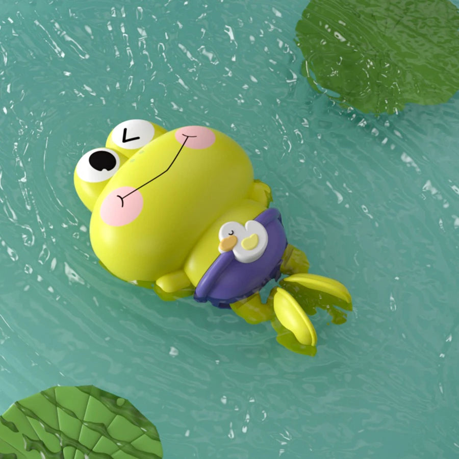 EZ Wind-Up Swimming Frog Bath Toys for Toddlers, No Battery Mold-Free ABS Montessori Water Toy for Kids