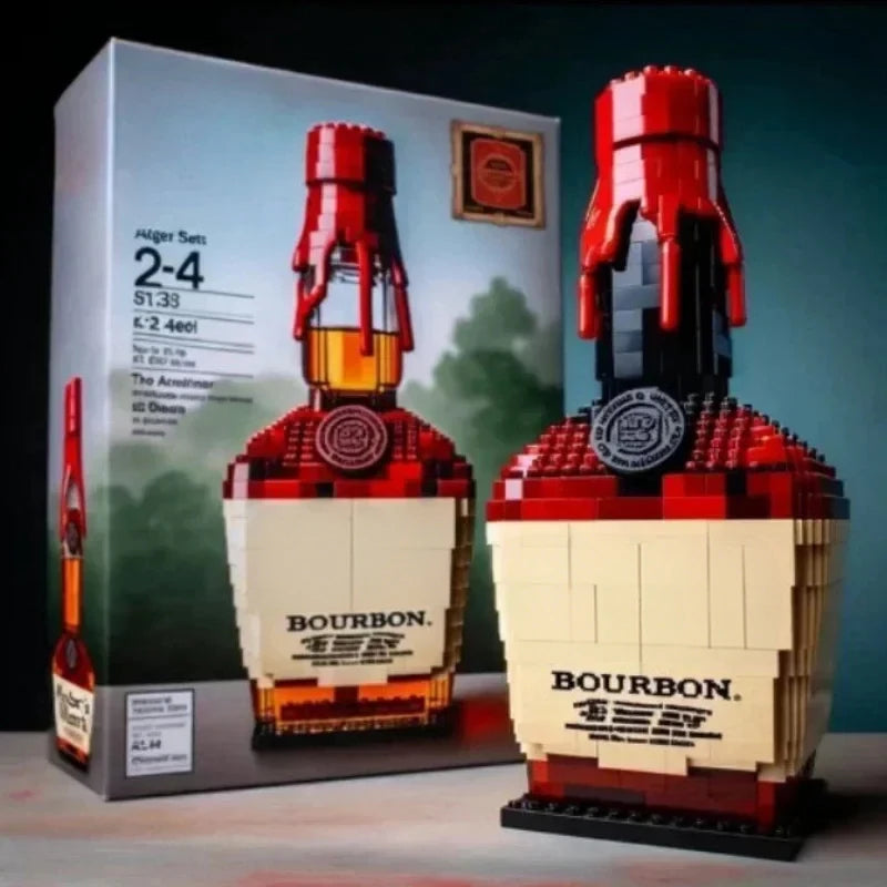 EZ 2025 NEW Building blocks whiskey bottle imported wine bottle decor set advanced wine cultural brick toy gift give friends