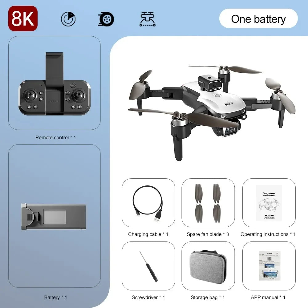 EZ New S2S Drone 8K Professional HD Dual Camera Brushless Obstacle Avoidance Aerial Photography Foldable Quadcopter Toys Gifts