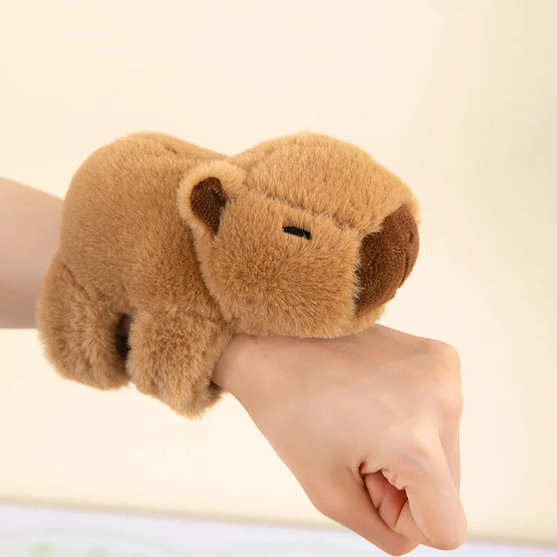 EZ Lovely Capybara Animal Slap Snap Wrap Wristband Bracelet Plush Stuffed Animal Kawaii Capybara Hand Ring Wristband Kid Funny Toys