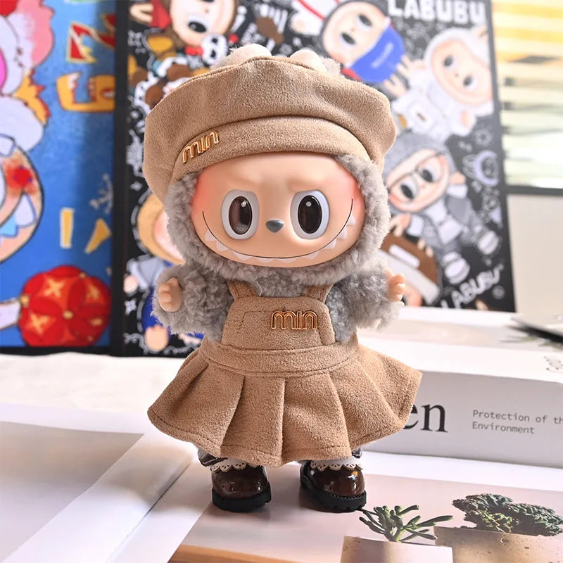 EZ Labubu Sitting Party Series Classic Dress Grid Style Small Fragrance for Labubu Kid Gift Labubu Clothes Design Style