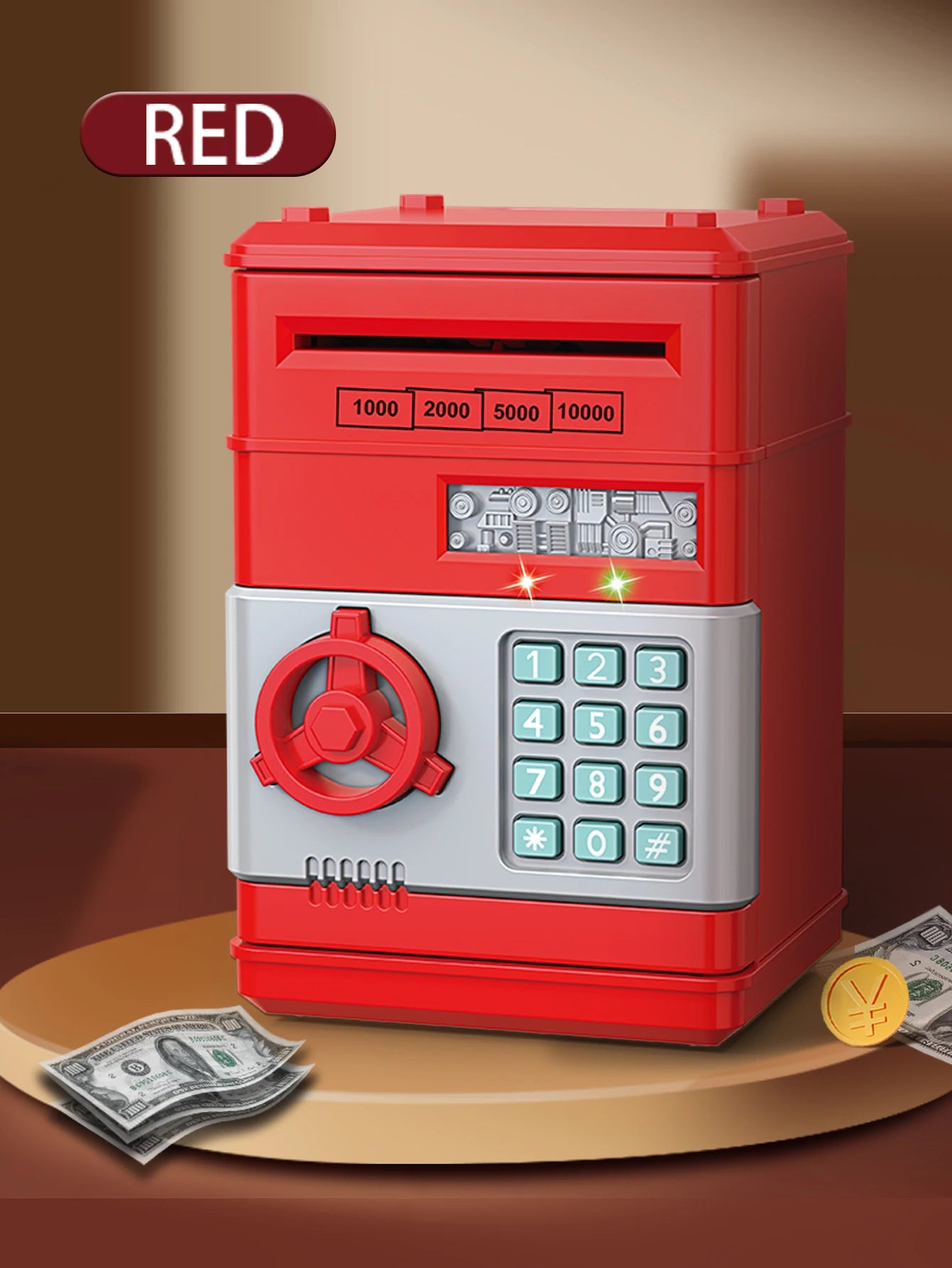 EZ ATM Password Piggy Bank, Electronic Kids Money Bank Coin Can Auto Scroll Paper Money Saving Box Gifts for 3+ Boys and Girls