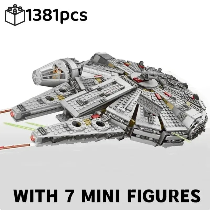 EZ In Stock 1381 Pcs Space Millennium War Ship Spacecraft Set Falcon Alien MINI 75105 Figure Model Building Blocks Bricks Toy Gift
