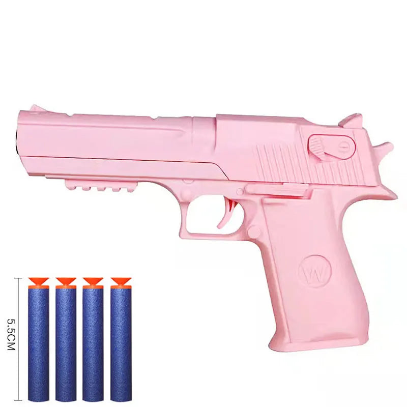 EZ Children Toy Guns Plastic Pistol Manual Handgun Toy Foam Dart Blaster Shooting Model Launcher For Boys Girls Outdoor Games