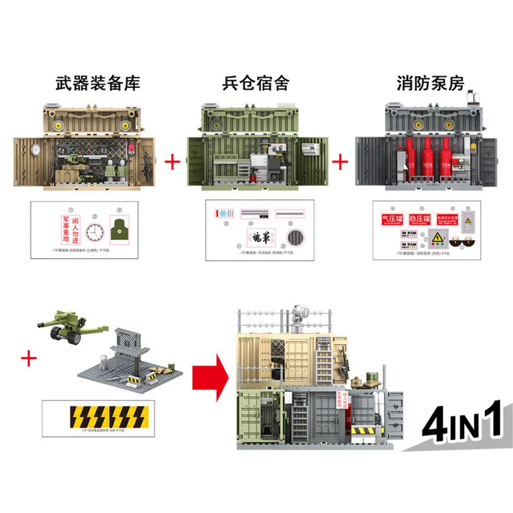EZ World War 2 WW2 Army Military Soldiers SWAT Police Container Weapon Cannon Base Model Building Blocks Bricks Children's Toys