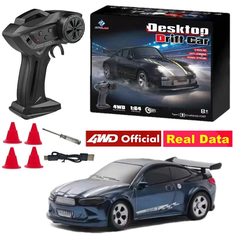 EZ 4WD Drift Racing Car 1/64 or 1/43 Mini Remote Controlled High Speed Car Radio Electric Competition Toy Gift For Kids Boys Adults