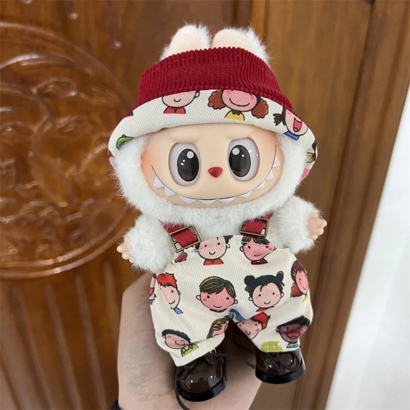 EZ 2025 New MIni Plush Doll'S Clothes Outfit Accessories for Labubu V1 V2 Dolls Clothes Accessories DIY Gift