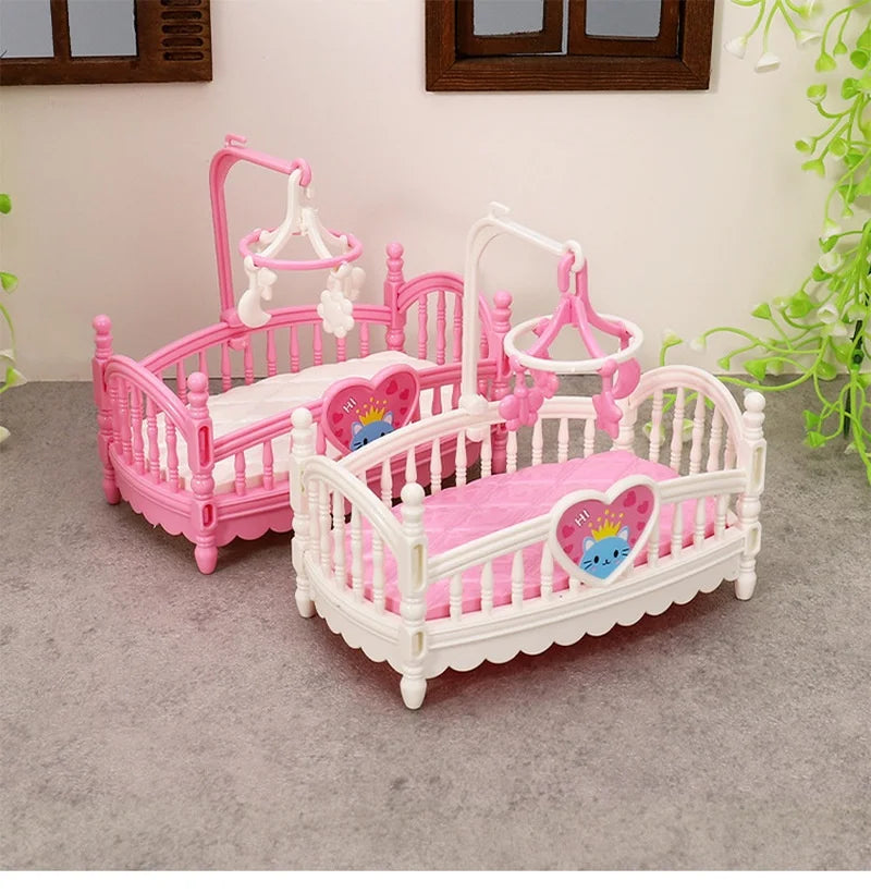 EZ New Stock Mini Labubu Doll Bed Model Dollhouse Bedroom Furniture 1/12 Dollhouse Simulation Dolls House Accessories