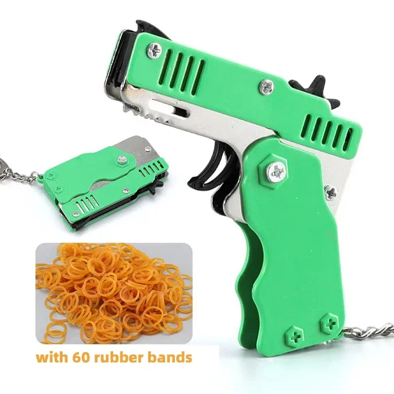 EZ 1PC Mini Keychain Gun Rubber Band Gun Toy Gun Shooting Pistol Alloy Kid Outdoor Activities Party Game Birthday Gift for Children