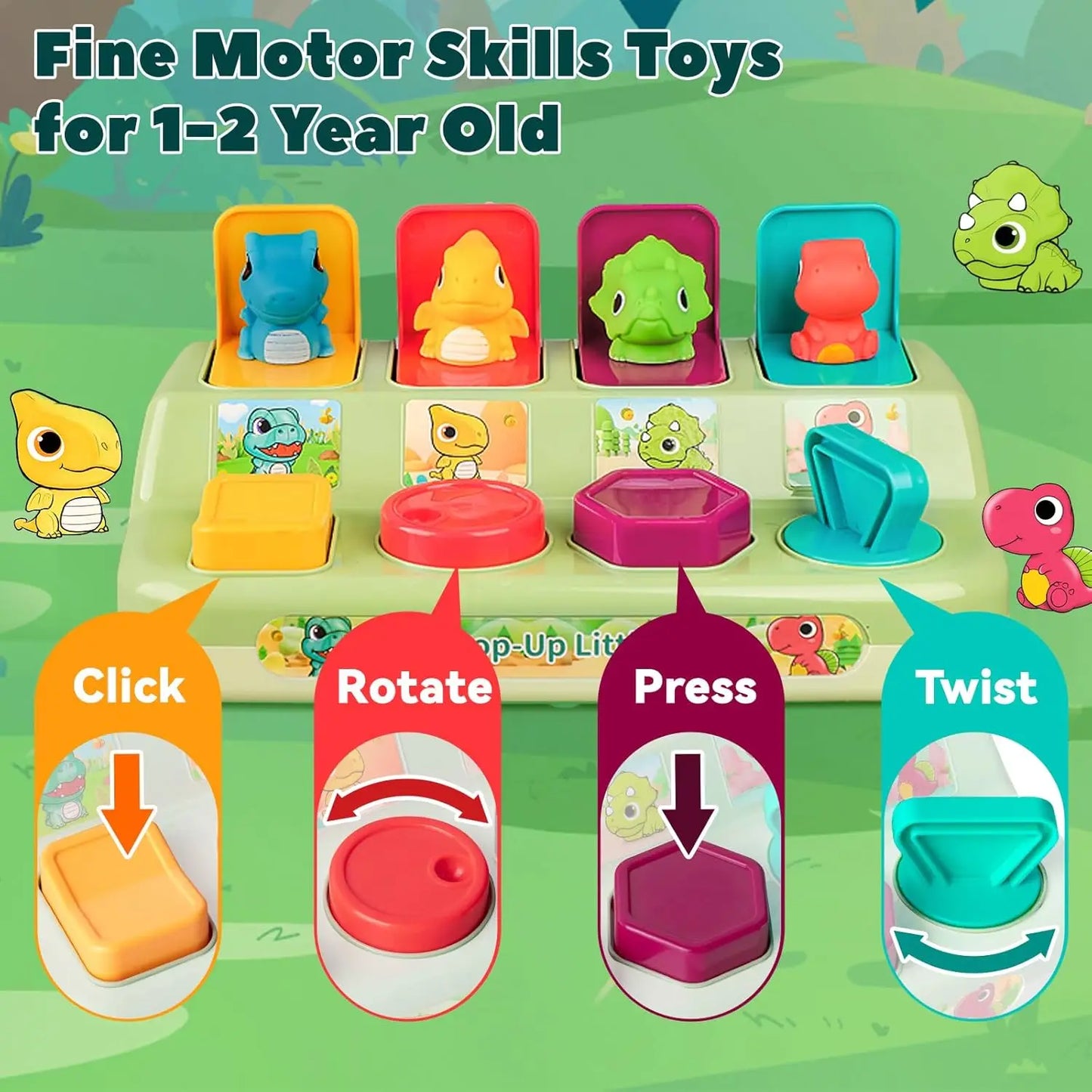 EZ Montessori Baby Pop Up Animals Toy Interactive Sensory Toys for Toddlers Developmental Educational Toy for Boys Girls 6-12 Month