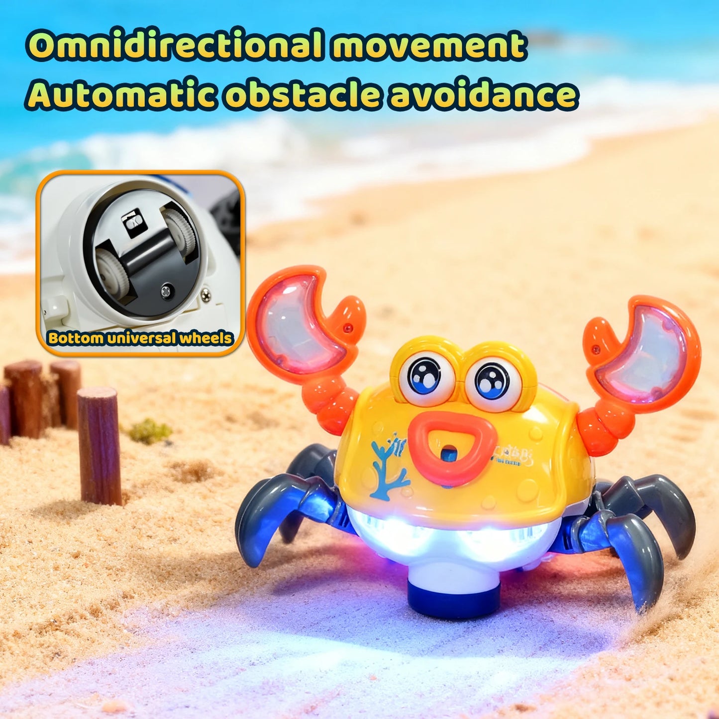 EZ NEW Crawling Crab Toy with Light and Music Auto Obstacle Avoidance Electronic Pet Interactive Toy For Baby Walking Crab Gifts