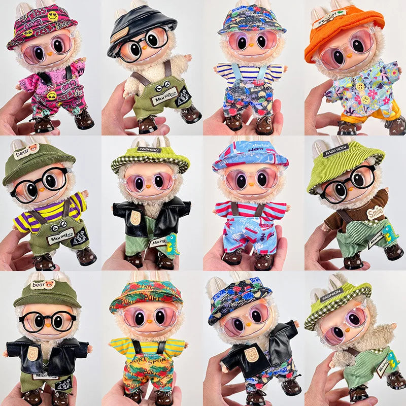 EZ For Labubu Clothes 17cm Labubu Plush Toy Pendant Clothes Replace Cute Fashionable Suit Fashionable And Cute Dress-up Accessories