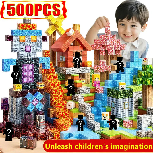 EZ 10-500PCS Magnetic Building Blocks Magnet Set Bricks Mini World STEM Construction DIY Educational Toys For Kids Birthday Gifts