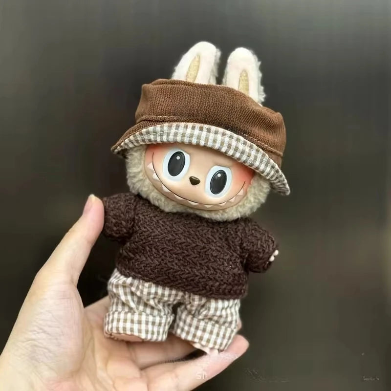 EZ Mini Plush Doll'S Clothes Outfit Accessories For Korea Kpop Exo 15-17cm Labubu Idol Overalls set Clothing Gift