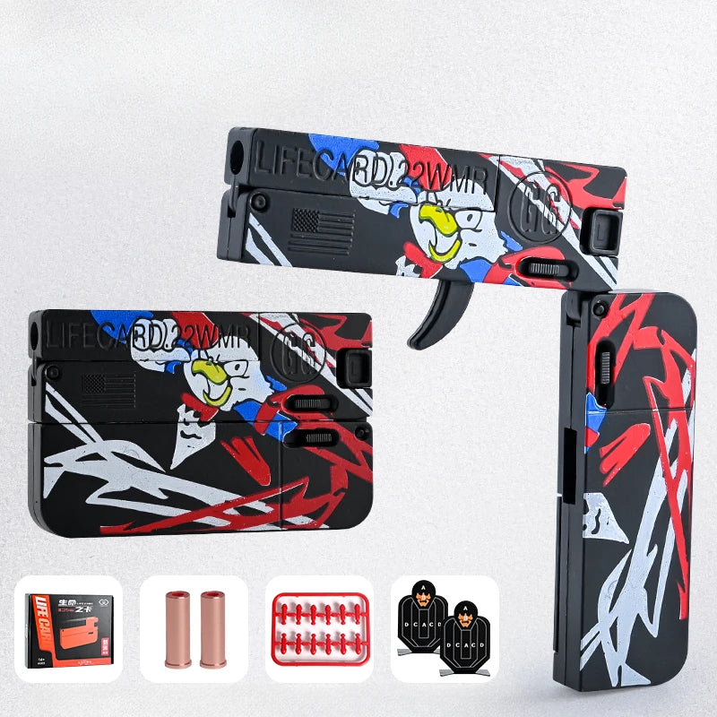 EZ 2.0 Upgraded Lifecard Alloy Folding Toy Blaster Shooting Model For Adults Kids Boys Birthday Gifts