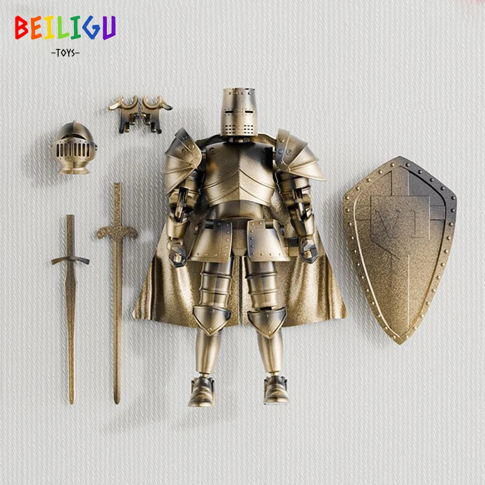 EZ Medieval Knight Multi-Joint Movable DIY Action Figures Weapon Warrior Robot Sword Shield Assembly Toy Children's Holiday Gift