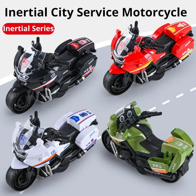 EZ 1Pc Children Inertia Motorcycle Swat Fire Boys Random Style Toy Car Inertial City Service Motorcycle