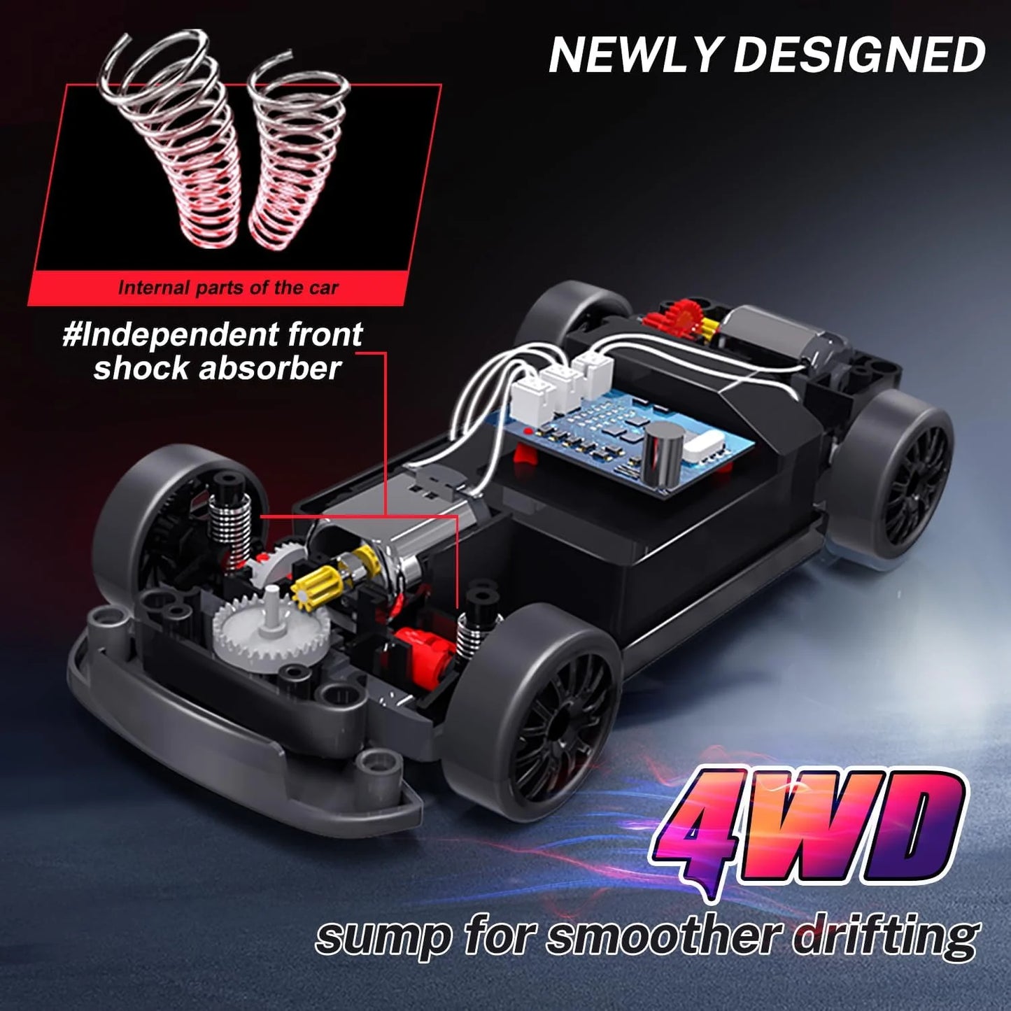 EZ RC Drift Car 1:24 Remote Control Car for Kid 20KM/H 4WD High Speed RC Car with LED Lights Extra Drifting Tires Vehicle for Adult