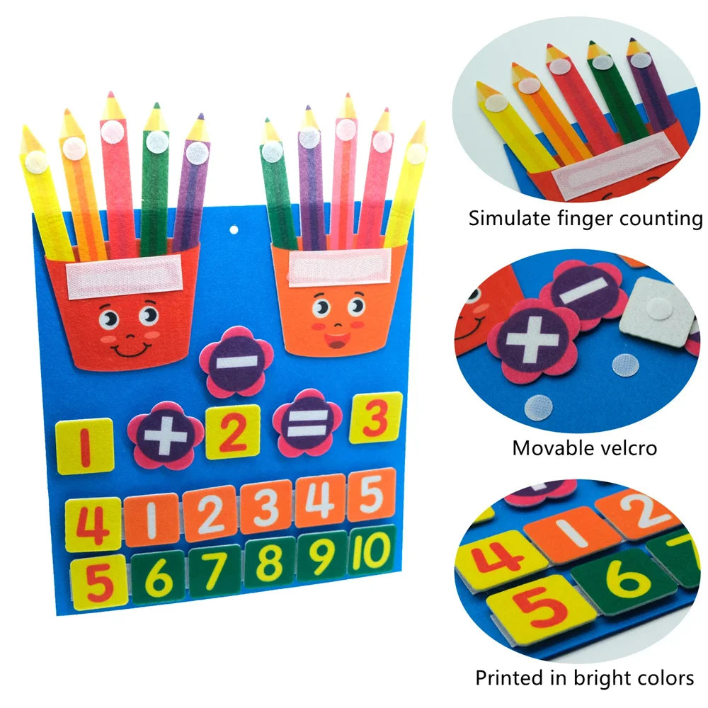 EZ Felt Learning Board Children Toys Educational DIY Toy Addition Subtraction Finger Arithmetic Teaching Enlightenment Board