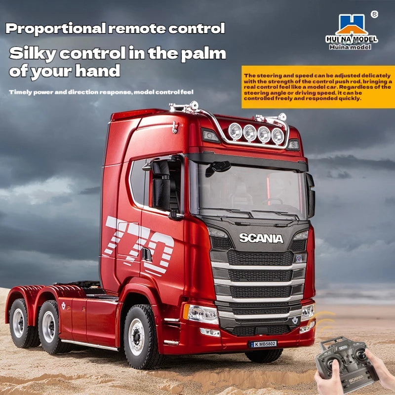 EZ Remote control engineering car Huina Scania 770S trailer head alloy car model children's toy four-wheel drive ratio 501D