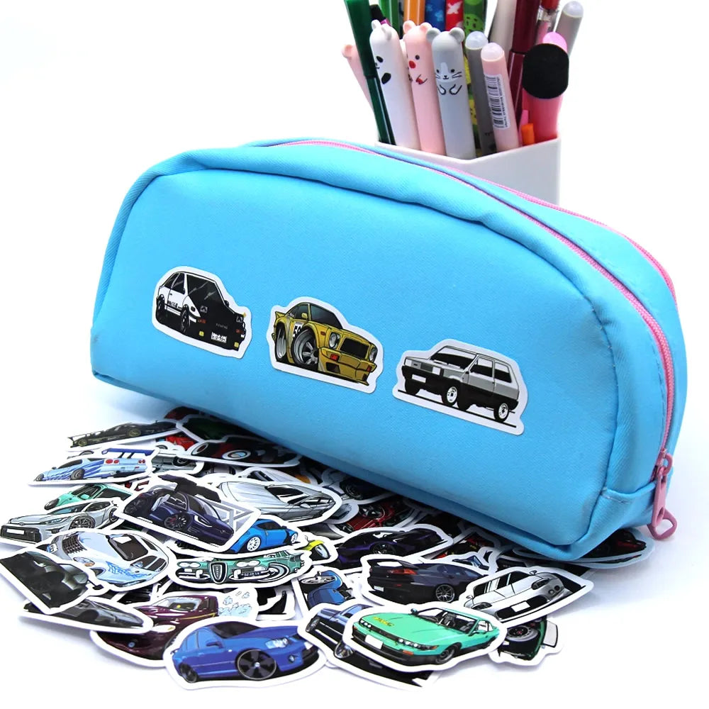 EZ 10/50/100 Pcs Retrofit Racing Car Graffiti Stickers Laptop Guitar Luggage Bike Skateboard Waterproof Sticker Decal Kid Toy