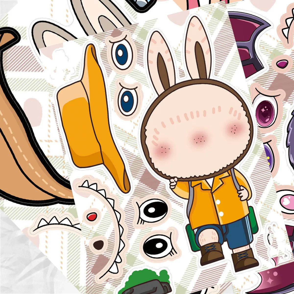 EZ 8Sheets  Cartoon Monster Doll Stickers  Make-A-Face DIY Assembly Fun Children's Puzzle Account Material Crybaby Stickers