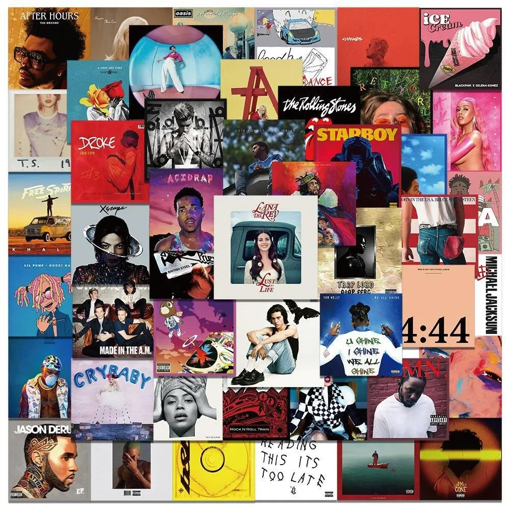 EZ 55PCS Artist Singers Album Cover Stickers For Luggage Phone Case Laptop Notebook Decals Kids Gift