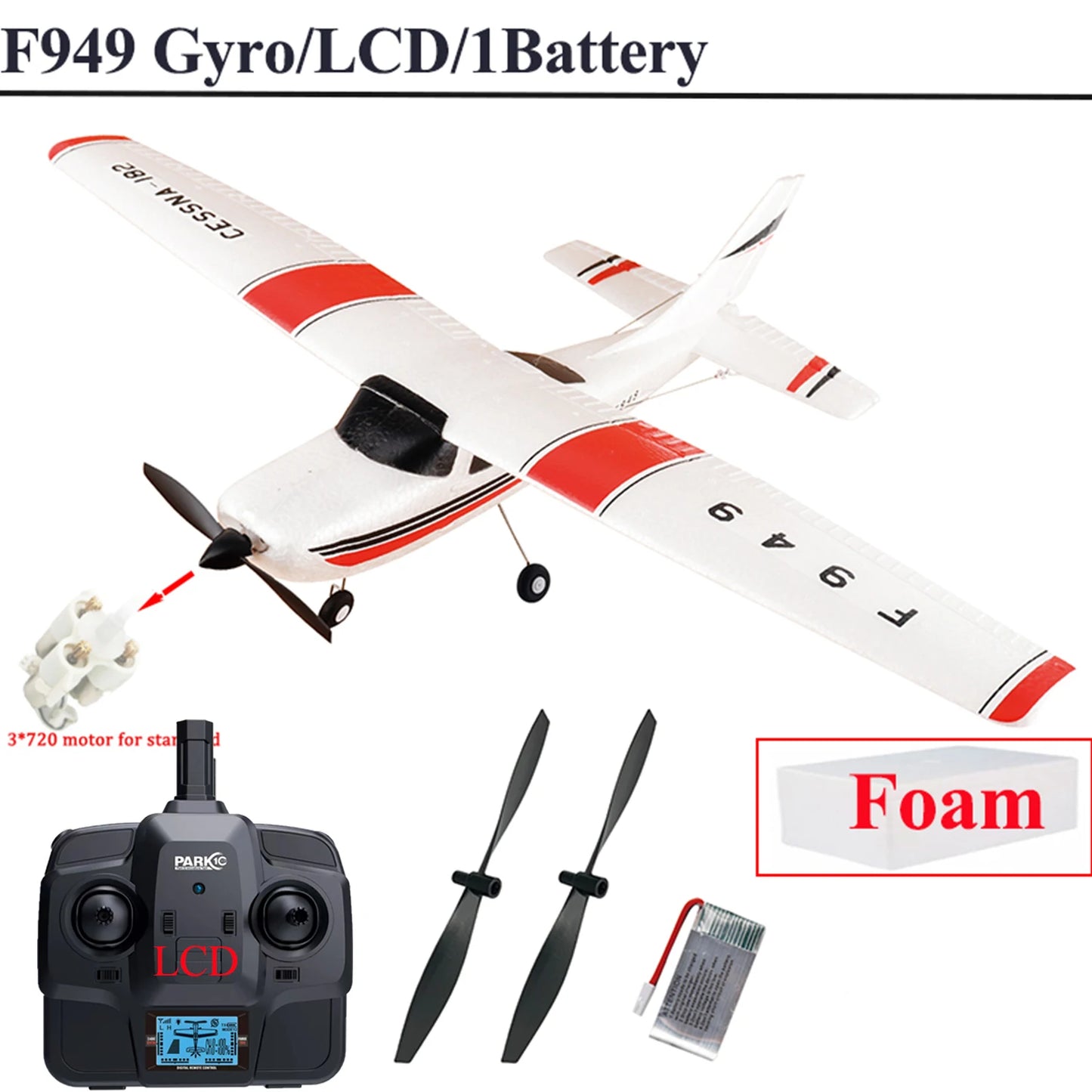 EZ WLtoys 2.4G F949 LCD Version RC Airplane Cessna 182 3D6G 3Ch Fixed Wing Plane Outdoor Drone RTF With Gyroscope And Night