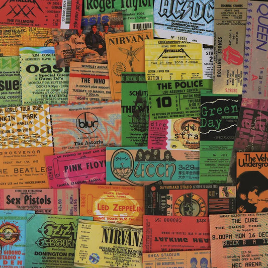 EZ 43PCS Rock Music Ticket Graffiti Stickers Retro Band Decals for Kids Toys Cool Waterproof DIY Guitar Motorcycle Car Sticker