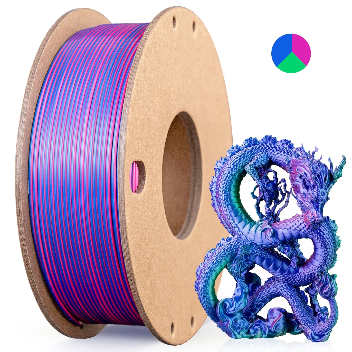 EZ Silk PLA 3D Printer Filament 1.75mm Triple Color Silk PLA Filament 3D Printing Filament 250g 3 In1 Color