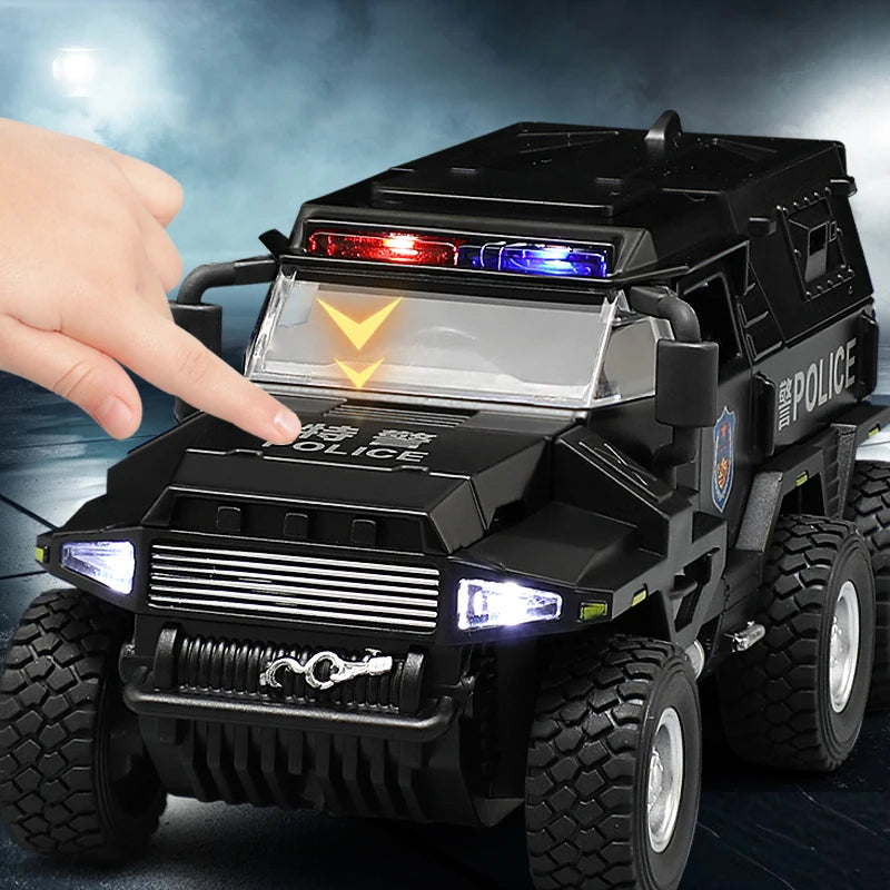 EZ 1:32 SWAT City Police Truck Model Diecast Play Off-road Vehicle Sound and Light Sport Car Toys for Children Collection Gifts