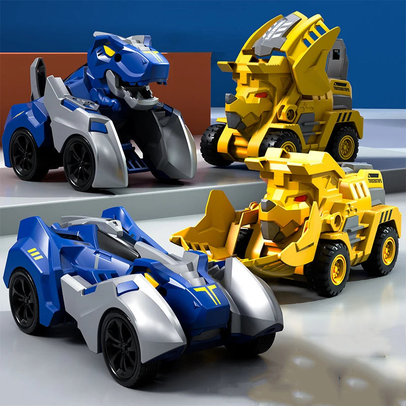 EZ 2 In 1 Transforming Dinosaur Car Deformation Toys Inertial Sliding Dino Automatic Transform Figures Robot Diecasts Toy Boys Gift