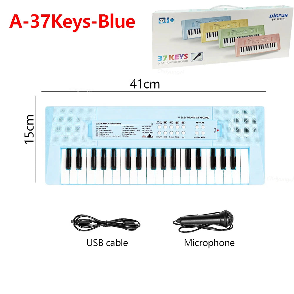EZ 37 Keys Kids Electronic Piano with Microphone Educational Toys Musical Instrument for Kids Toddlers Boys Girls Birthday Gift