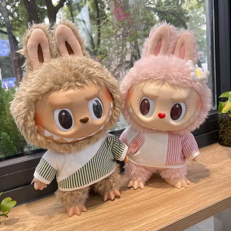 EZ For 38CM LABUBU vinyl plush doll  mokoko casual jacket pants set Hoodies Dolls Accessory Cute Decoration Little Clothes