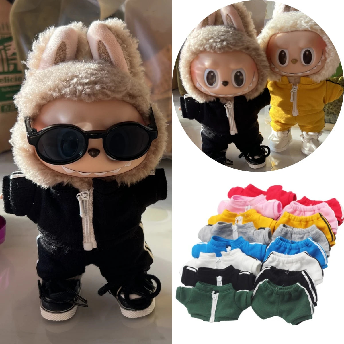 EZ Fashion Sports Clothing for 15/17cm Labubu Doll Peaked Cap Suit Ropa Labubu Outfit Accessories