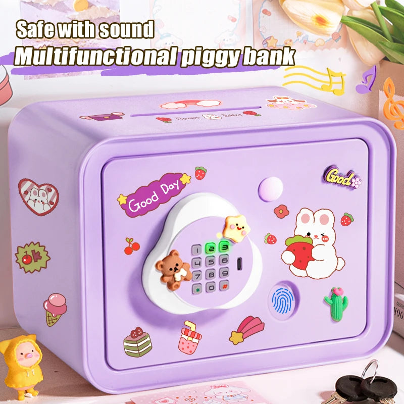EZ Children's Mini Fingerprint Piggy Bank Toys DIY Password Unlock Money Box Kids Savings Bank With Music Key Toy For 3 Yeas Gifts