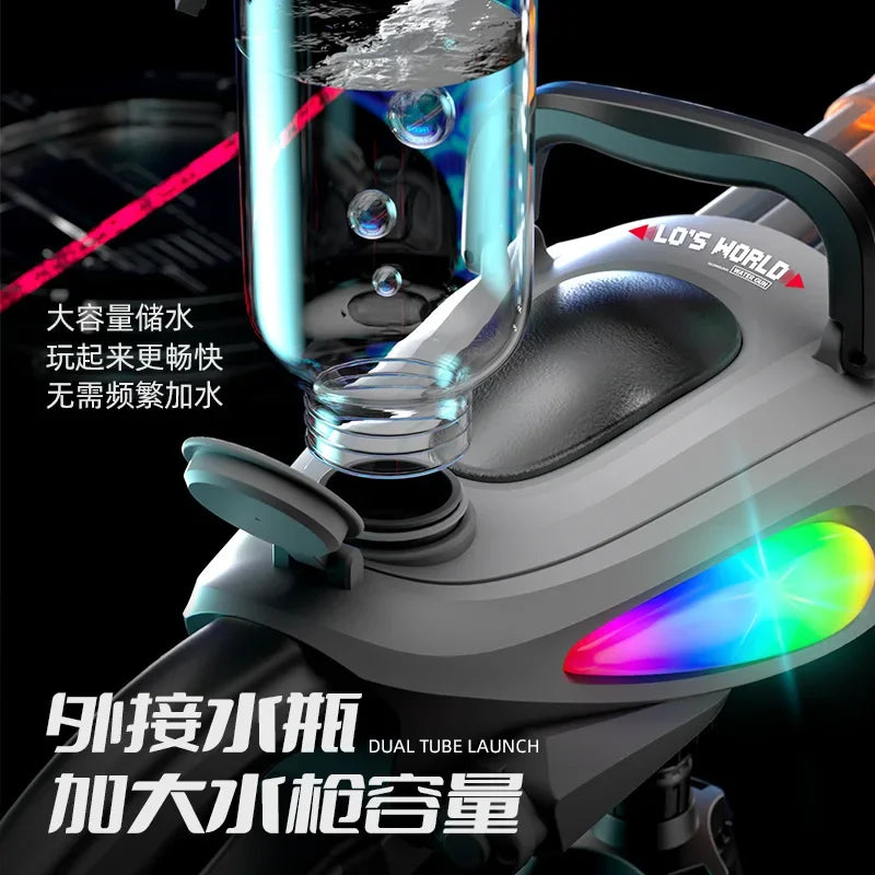 EZ Electric Gatling Water Gun Toy With Rotating Gun Barrel Lights Big Capacity Water Pistol Spray Blaster Pool Toys for Kids Adult