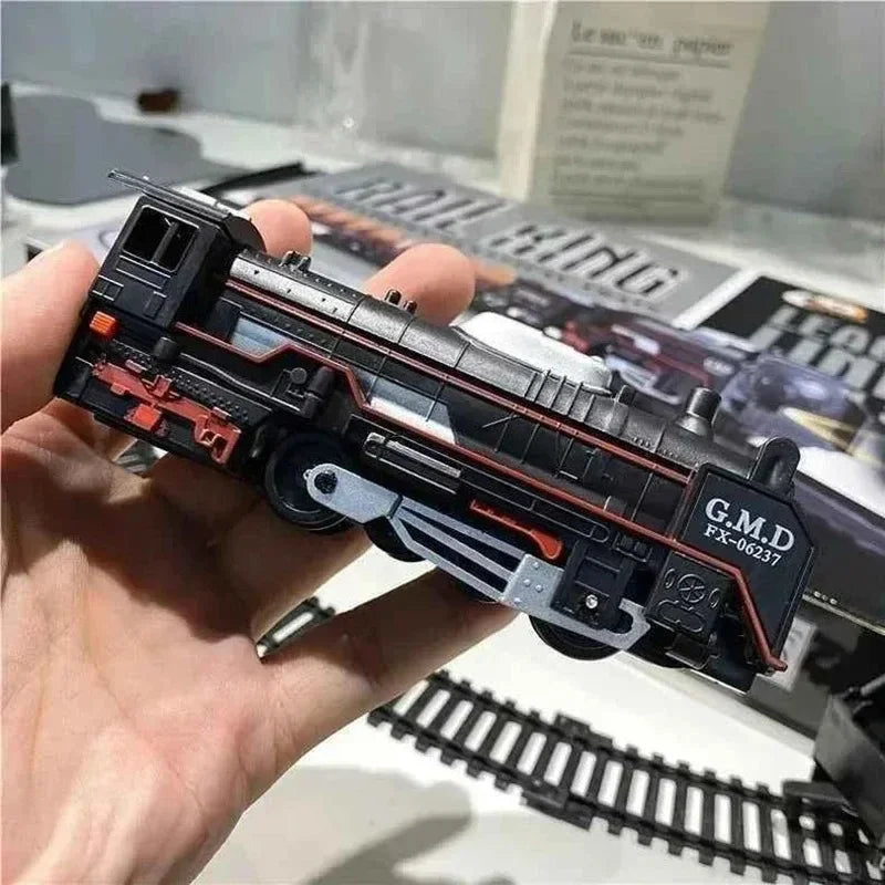 EZ Electric Freight Train Set with Light Up Tracks Classic Railway Model Toy Kids Birthday Gift Interactive STEM Educational Toy