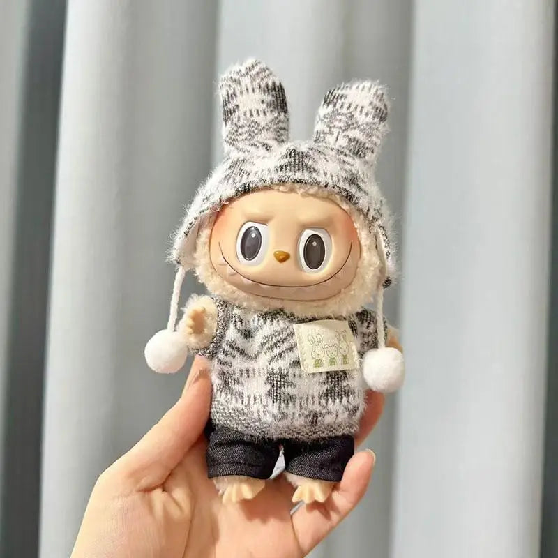 EZ For 15-17 cm Labubu clothes outfit Labubu sitting party jacquard two-piece set Dolls Accessories Cute Decoration