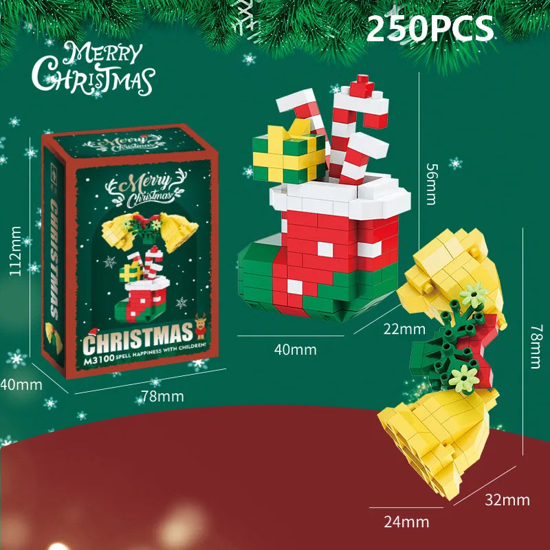 EZ Christmas Gifts Micro Building Block DIY Domino Game Santa Claus Reindeer Holiday Puzzle Assembling Bricks Table Decoration Toys