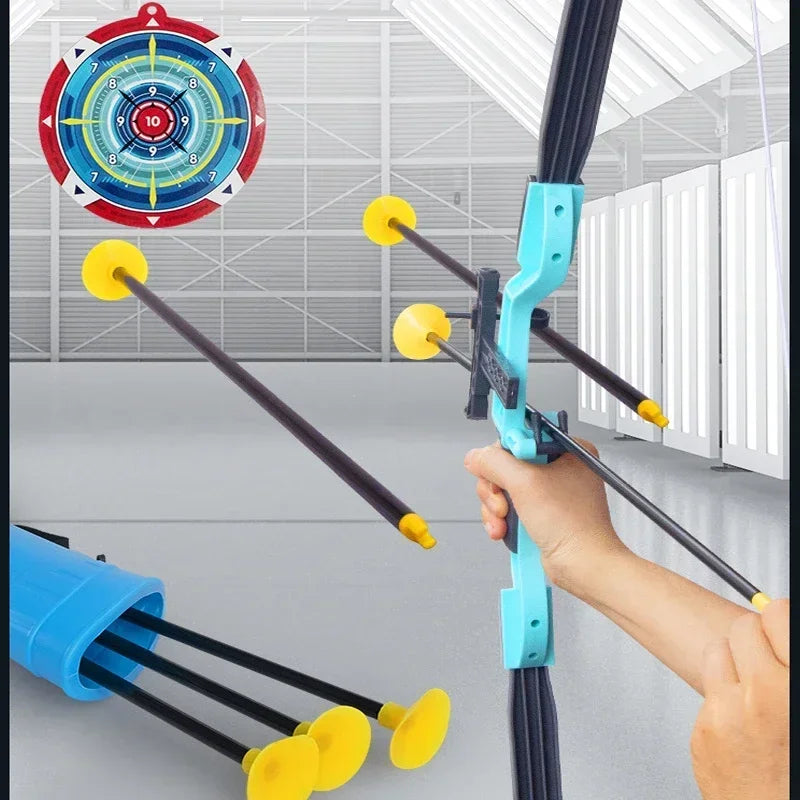 EZ Kids Bow and Arrow Set Outdoor  Archery Toys Set for Kids Ages 4-8 8-12 with Suction Cup Arrows For Kids Adult Stress Relief